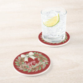 クラシカルな白いリボンの12月のクリスマスリース ホリデー コースター