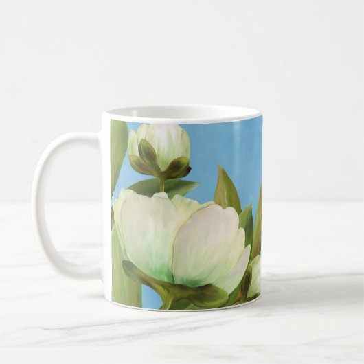 クラシカルな白い芍薬の花束 コーヒーマグカップ (左)