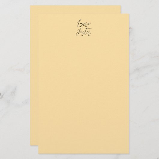 クラシカルな筆記体 エレガントなネーム ベージュカラー 便箋 (正面/裏面)