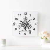 クラシカルな紋章のハワイアンパインアップル crest ロゴ スクエア壁時計 (ホーム)