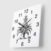 クラシカルな紋章のハワイアンパインアップル crest ロゴ スクエア壁時計 (傾斜)