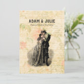 クラシカルな結婚式のカスタマイズ可能なレトロなカップル 招待状 (スタンド正面)