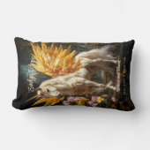 クラシカルな絵画 白いペガサス ゴールドの翼 ランバークッション (正面)