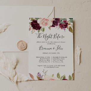 クラシカルな花の前日リハーサルディナー招待状 招待状