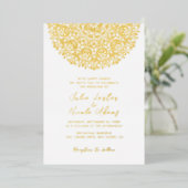 クラシカルな装飾的なアールデコ調の曼荼羅の結婚式 箔招待状 (立ち正面)