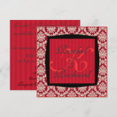クラシカルな赤いダマスク織りの誓いの更新招待状 招待状 (正面/裏面)