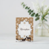 クラシカルな麻布、雪の結晶 & 鹿の囲い込みカード エンクロージャーカード (スタンド正面)