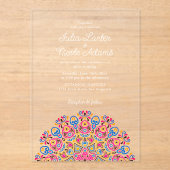 クラシカルアールデコ華美スタイルマンダラ結婚ス アクリル招待状 (正面)