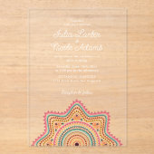 クラシカルアールデコ華美スタイルマンダラ結婚ス アクリル招待状 (正面)