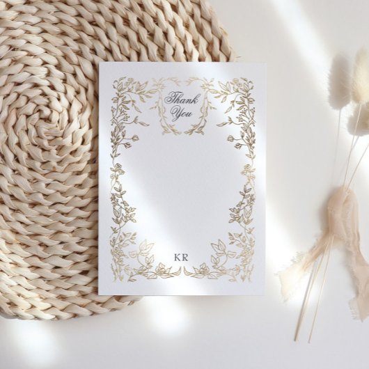 クラシカルエレガントクレストモノグラ結婚ム サンキューカード