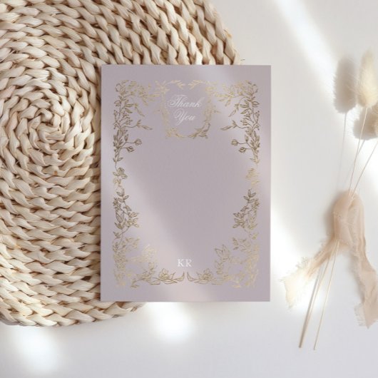 クラシカルエレガントクレストモノグラ結婚ム サンキューカード