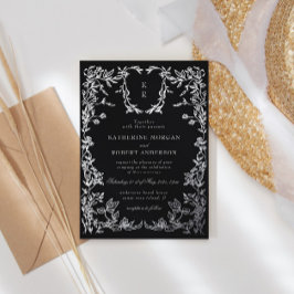 クラシカルエレガントクレストモノグラ結婚ム 箔招待状