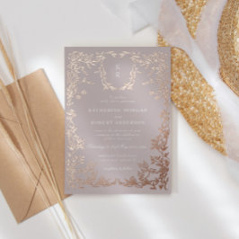 クラシカルエレガントクレストモノグラ結婚ム 箔招待状