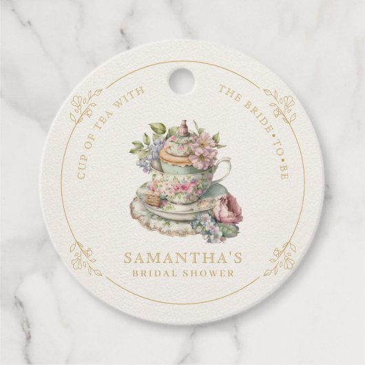 クラシカルエレガントティーパーティー ブライダルシャワー フェイバータグ (正面)