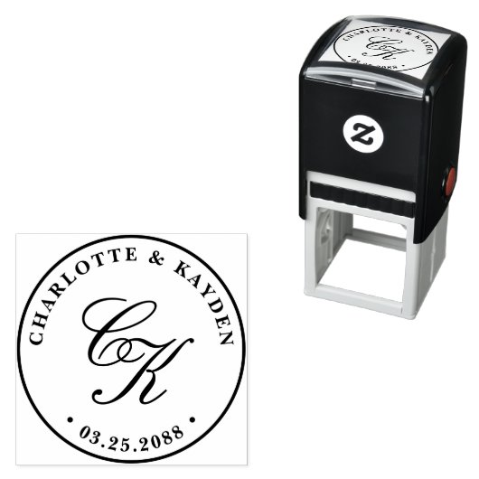 クラシカルエレガントEntwine Script結婚のモノグラム セルフインキングスタンプ (インサイチュ)