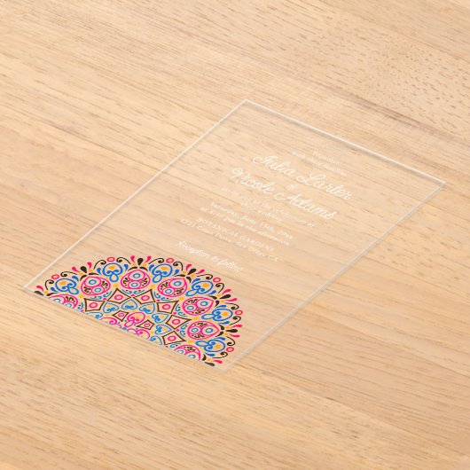 クラシカルオーナメントアートデコスタイルマンダラウェディング アクリル招待状 (レイダウン)
