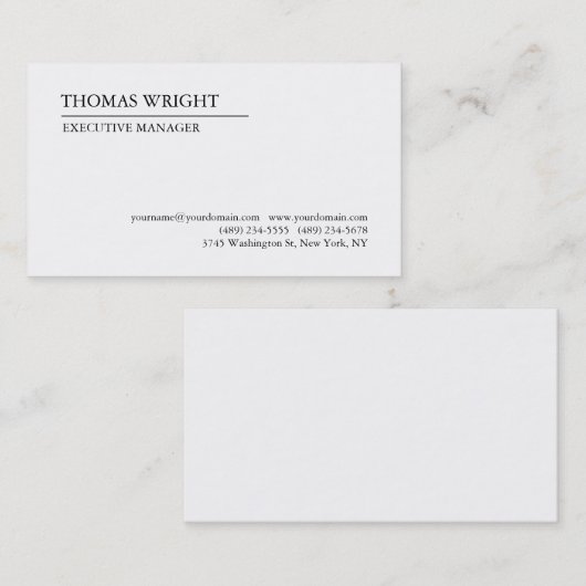 クラシカルスタイルプレーンシンプルプロフェッショナル 名刺 (正面/裏面)