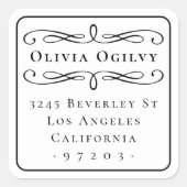 クラシカルタイポグラフィ名前をカスタムする差出人住所 スクエアシール (正面)
