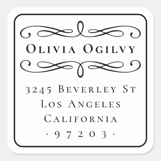 クラシカルタイポグラフィ名前をカスタムする差出人住所 スクエアシール (正面)