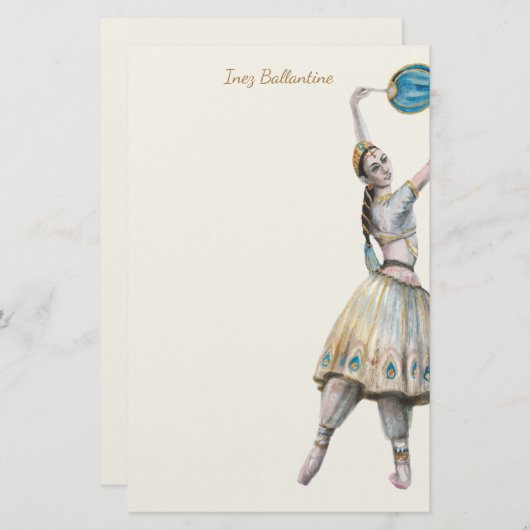 クラシカルダンサーパーソナライズされた文具 便箋 (正面/裏面)