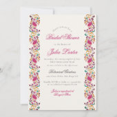 クラシカルパール スワン フローラル フレーム ブライダルシャワー 招待状 (正面)