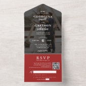クラシカルレッドRSVPフォトQRコード ウェディング オールインワン招待状 (内側)