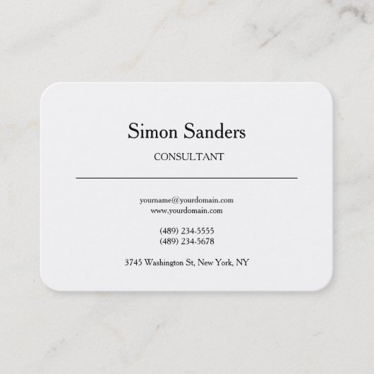 クラシカルレトロプレーンシンプルミニマリストホワイト 名刺 (正面)