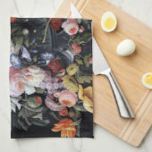 クラシカルヴィンテージ花びら絵画アート キッチンタオル (四つ折り)