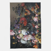 クラシカルヴィンテージ花びら絵画アート キッチンタオル (縦)