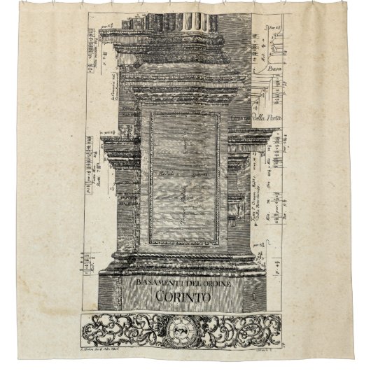 クラシカル建築、コリントの柱1725 シャワーカーテン (正面)