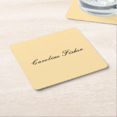 クラシカル手書きプレーンシンプルベージュ スクエアペーパーコースター (アングル)