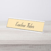 クラシカル手書きプレーンシンプルベージュ デスクネームプレート (正面)