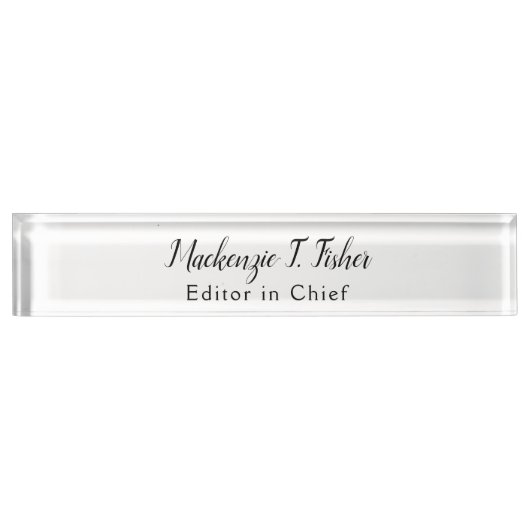 クラシカル書エレガント面シンプル白 デスクネームプレート (正面)