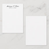 クラシカル書エレガント面シンプル白 ノートカード (正面/裏面)