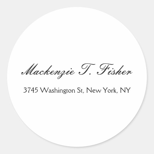 クラシカル書エレガント面シンプル白 ラウンドシール (正面)