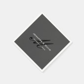 クラシカル書道モノグラ結婚ムの灰色 スタンダードカクテルナプキン (角)