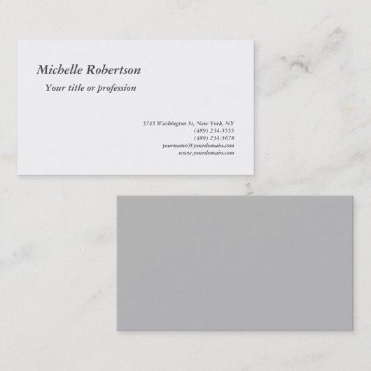 クラシカル白黒プレインミニマルシンプルリスト 名刺 (正面/裏面)