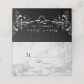 クラシカル エレガント ブラック 結婚式 席次カード プレイスカード (外部開封)