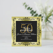 クラシカル ゴールド 飾り額縁 50周年 結婚記念日 招待状 (スタンド正面)