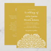 クラシカル　ジオメトリックマンダラパターンウェディング 招待状 (正面/裏面)