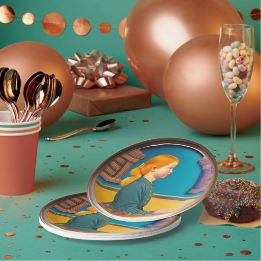 クラシカル チャイルド デザイン 紙皿 (複数)