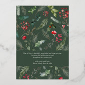 クラシカル フォレストグリーン ボタニカル フラワーパターン 3 枚の写真 ゴールド 箔シーズンカード (裏面)