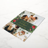 クラシカル フォレストグリーン ボタニカル フラワーパターン 3 枚の写真 ゴールド 箔シーズンカード (回転した状態)