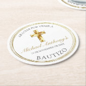 クラシコブランコドラドバウティゾデベグラシアス ラウンドペーパーコースター (アングル)