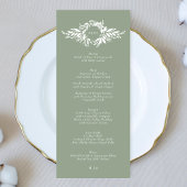 クラシセージグリーン葉状リースモノグラム結婚ズ メニュー