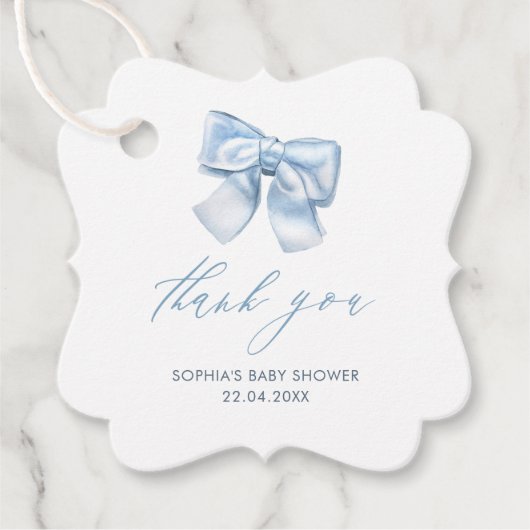 クラシッエレガントクジンガムベビーブルーボウありがとう フェイバータグ (正面)