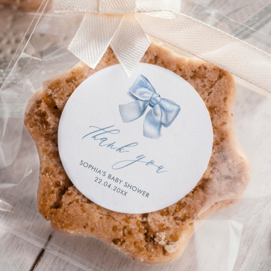 クラシッエレガントクジンガムベビーブルーボウありがとう ラウンドシール