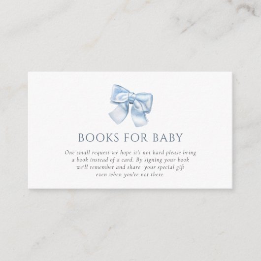 クラシッエレガントクブルーコケット弓ブックスベビー エンクロージャーカード (正面)
