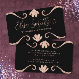 クラシッエレガントクラグジュアリーフェミニンピンクアンドブラック 名刺