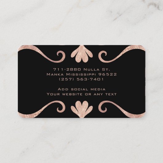 クラシッエレガントクラグジュアリーフェミニンピンクアンドブラック 名刺 (裏面)